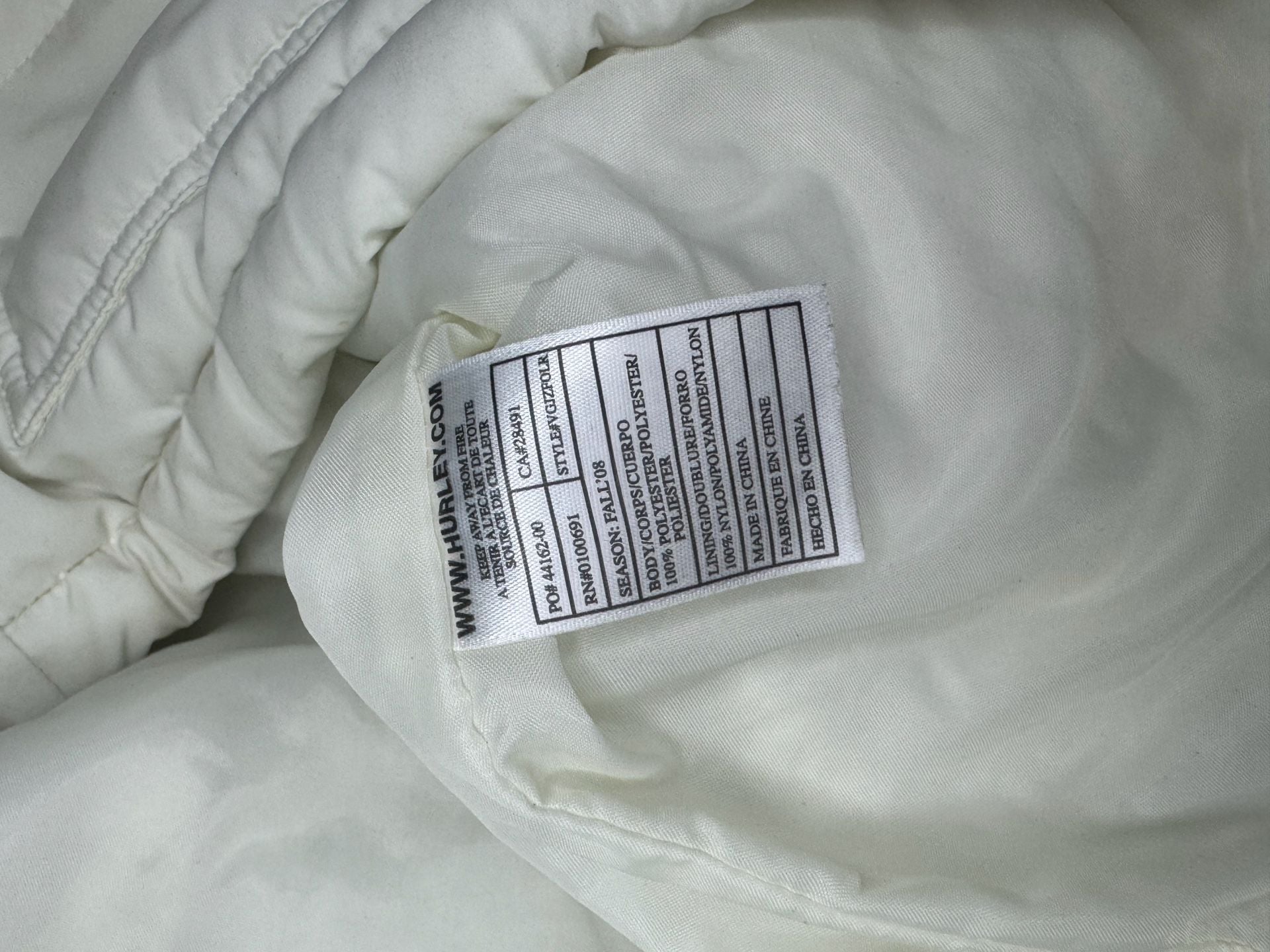 Hurley Kids Puffer Jacket Size M White Full Zip Hooded 7
