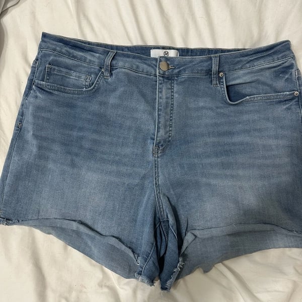 RFM Denim Shorts Size 3X Blue High Rise Raw Hem Plus Size