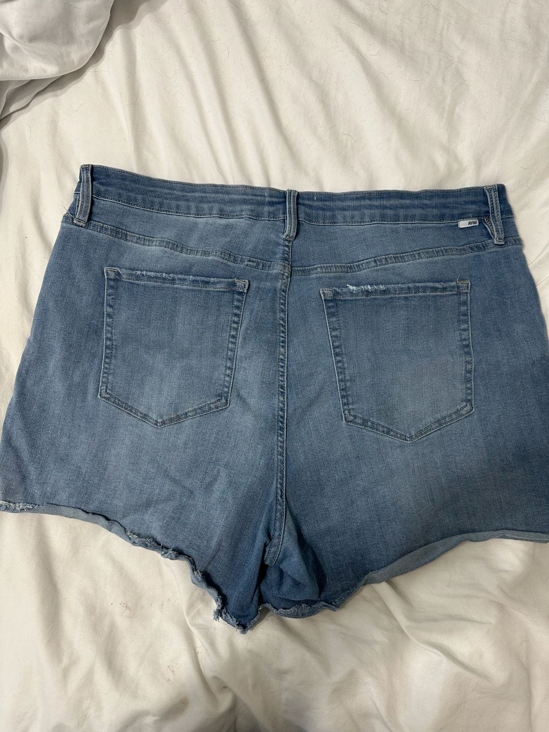 RFM Denim Shorts Size 3X Blue High Rise Raw Hem Plus Size 5