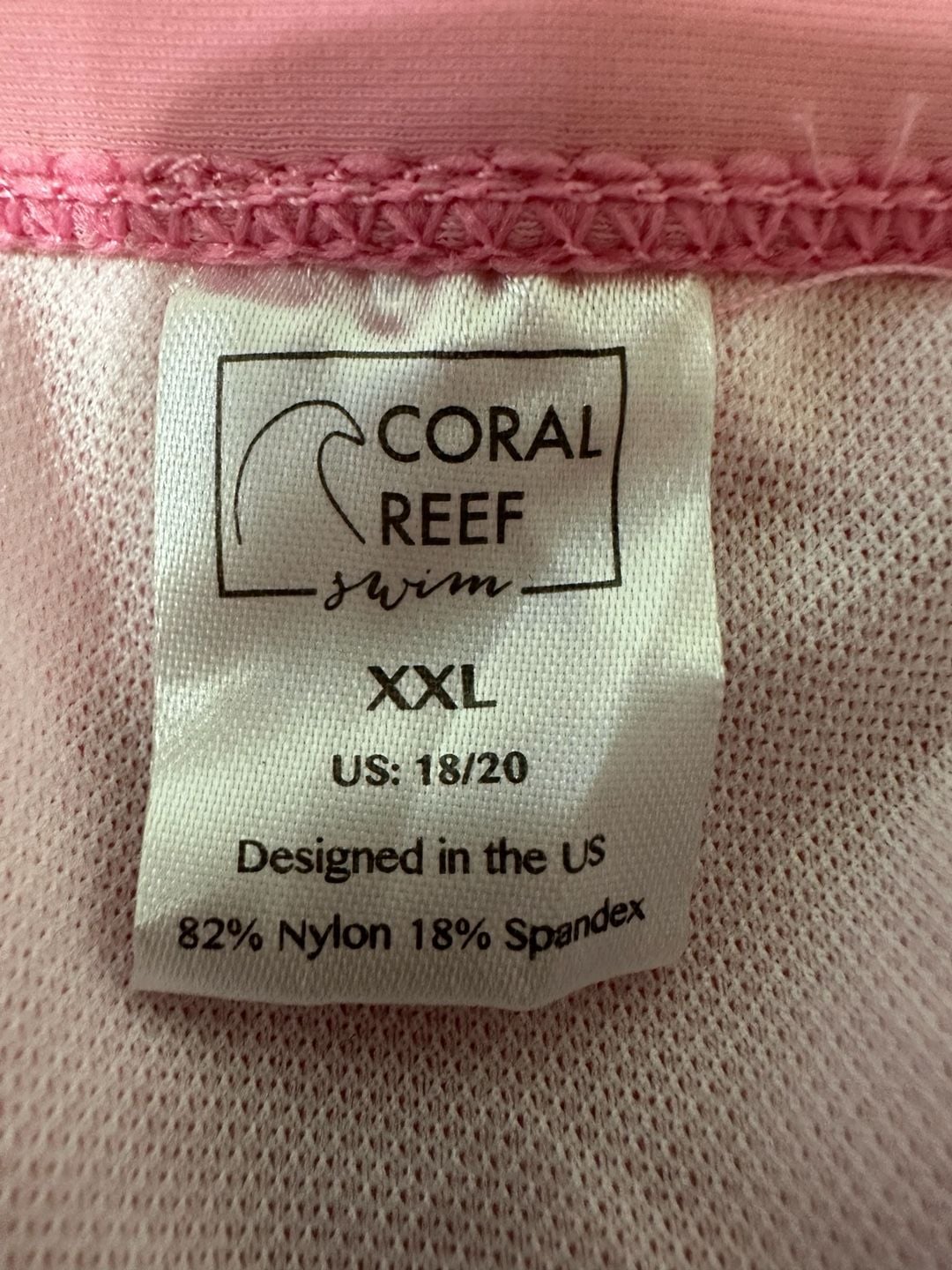 Coral Reef Swim Bikini Set Size XXL 18/20 Pink Ribbed Twist Front High Waist 2