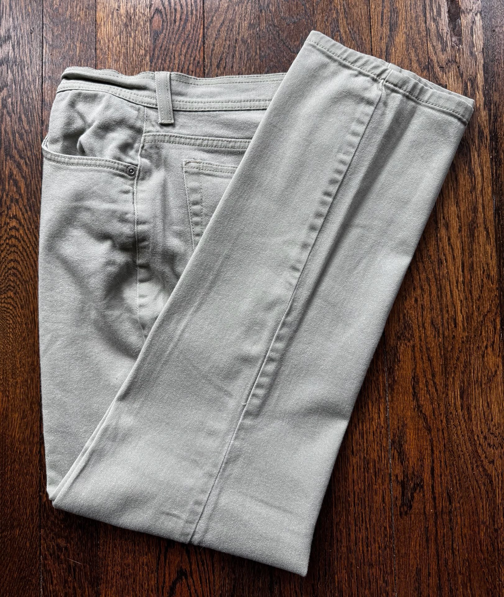 VINTAGE ‘00s Gloria Vanderbilt SZ 8 Green Sage TWILL WOMEN’S STRAIGHT LEG JEANS 2