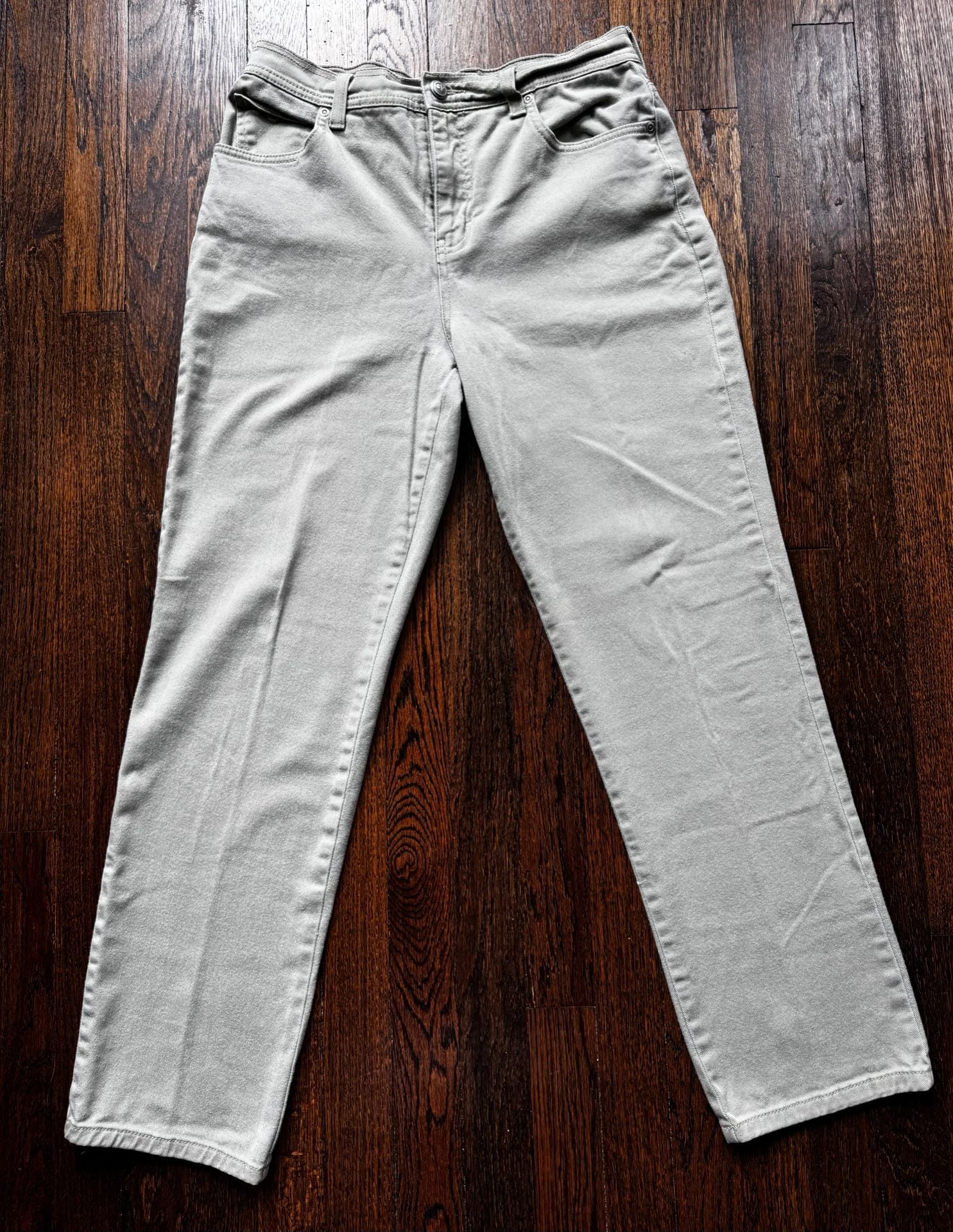 VINTAGE ‘00s Gloria Vanderbilt SZ 8 Green Sage TWILL WOMEN’S STRAIGHT LEG JEANS 3