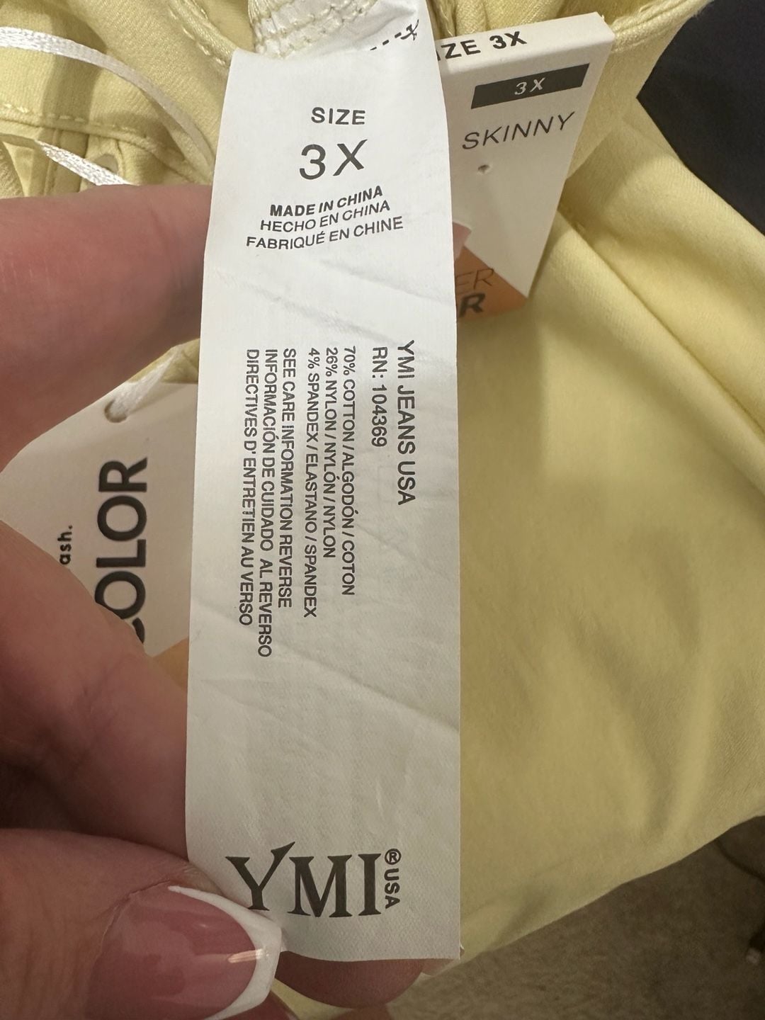 YMI Skinny Jeans Size 3X Banana Cream Forever Color 7