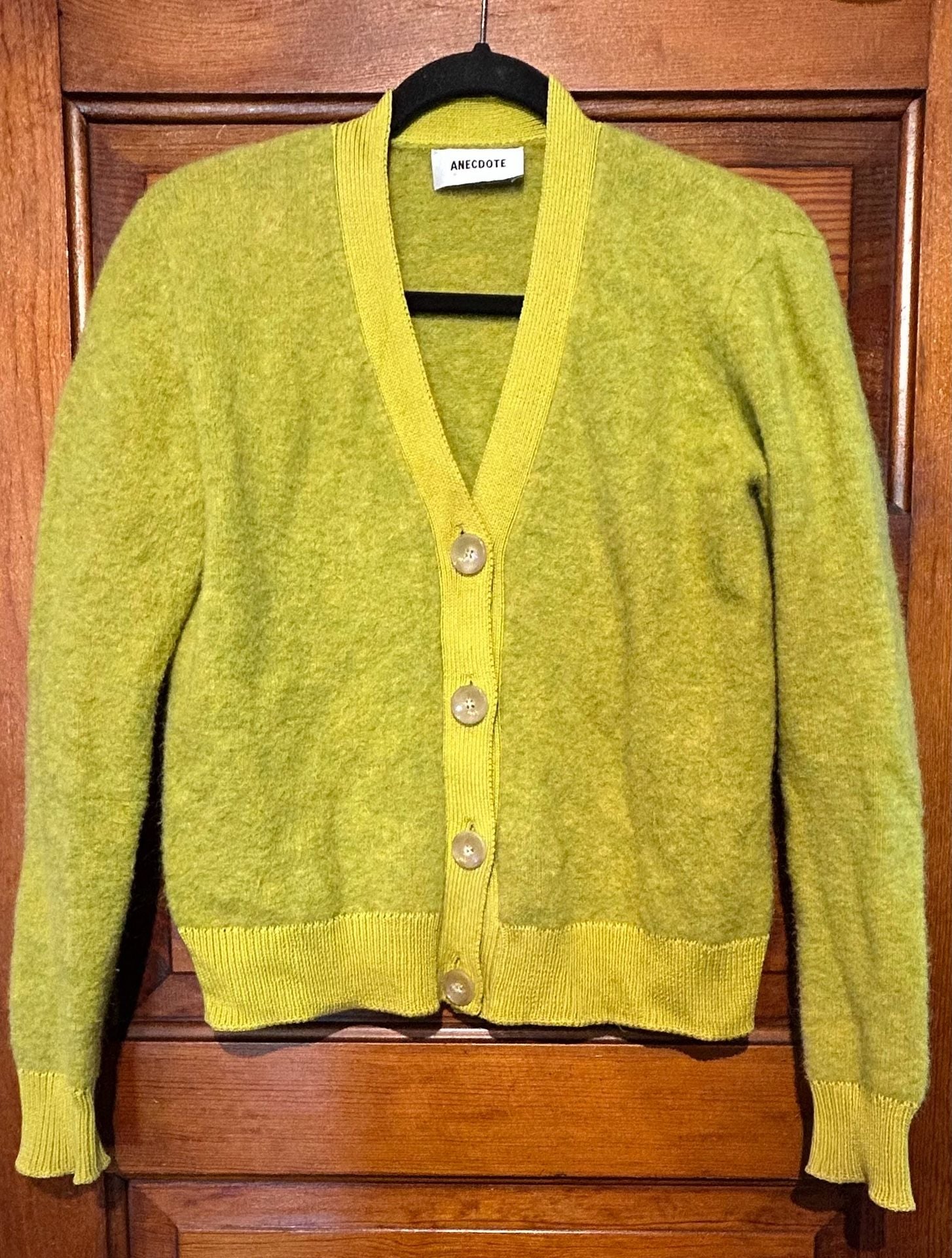 Anecdote Cardigan Size XS Yellow Mohair Blend V-Neck Sweater 2