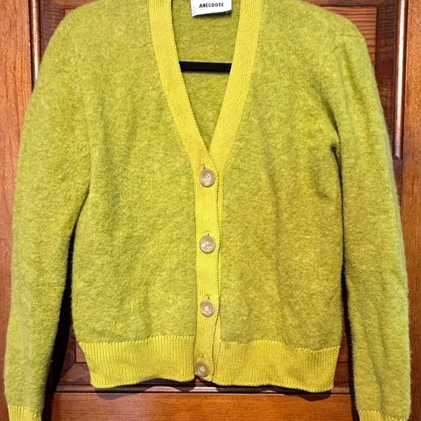 Anecdote Cardigan Size XS Yellow Mohair Blend V-Neck Sweater