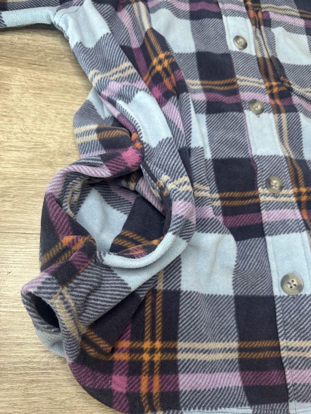 Eddie Bauer Microfleece Button-Up Shirt Size M Plaid Blue Purple 5