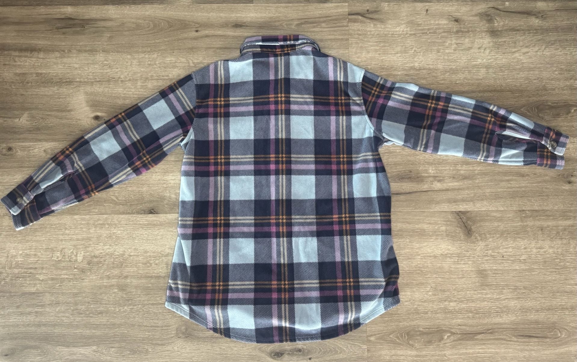 Eddie Bauer Microfleece Button-Up Shirt Size M Plaid Blue Purple 6