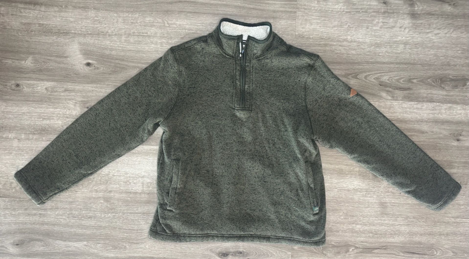 Orvis 1/4 Zip Sherpa Lined Pullover Size L Green Fleece Sweater 2