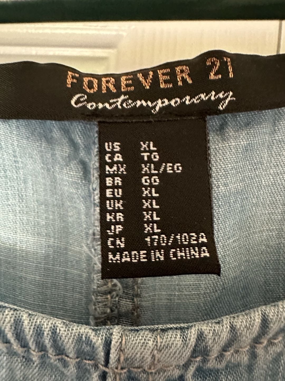 Forever 21 Contemporary Denim Mini Dress Size XL Tie Front Chambray 4