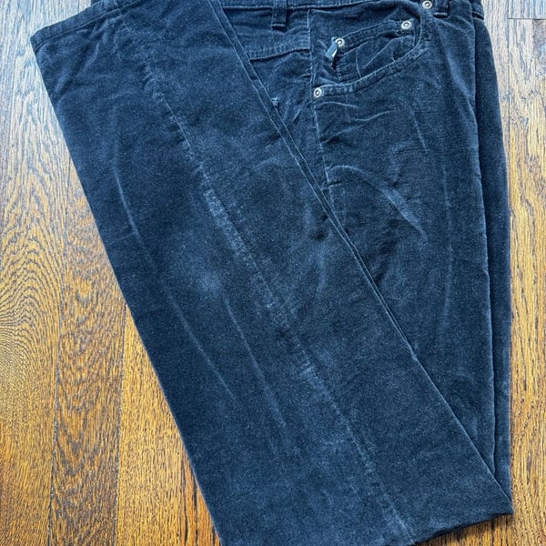 VINTAGE ‘00s Y2K Mossimo Gene 32x31 BLACK VELVET PANTS GOTH PUNK ROCK GLAM