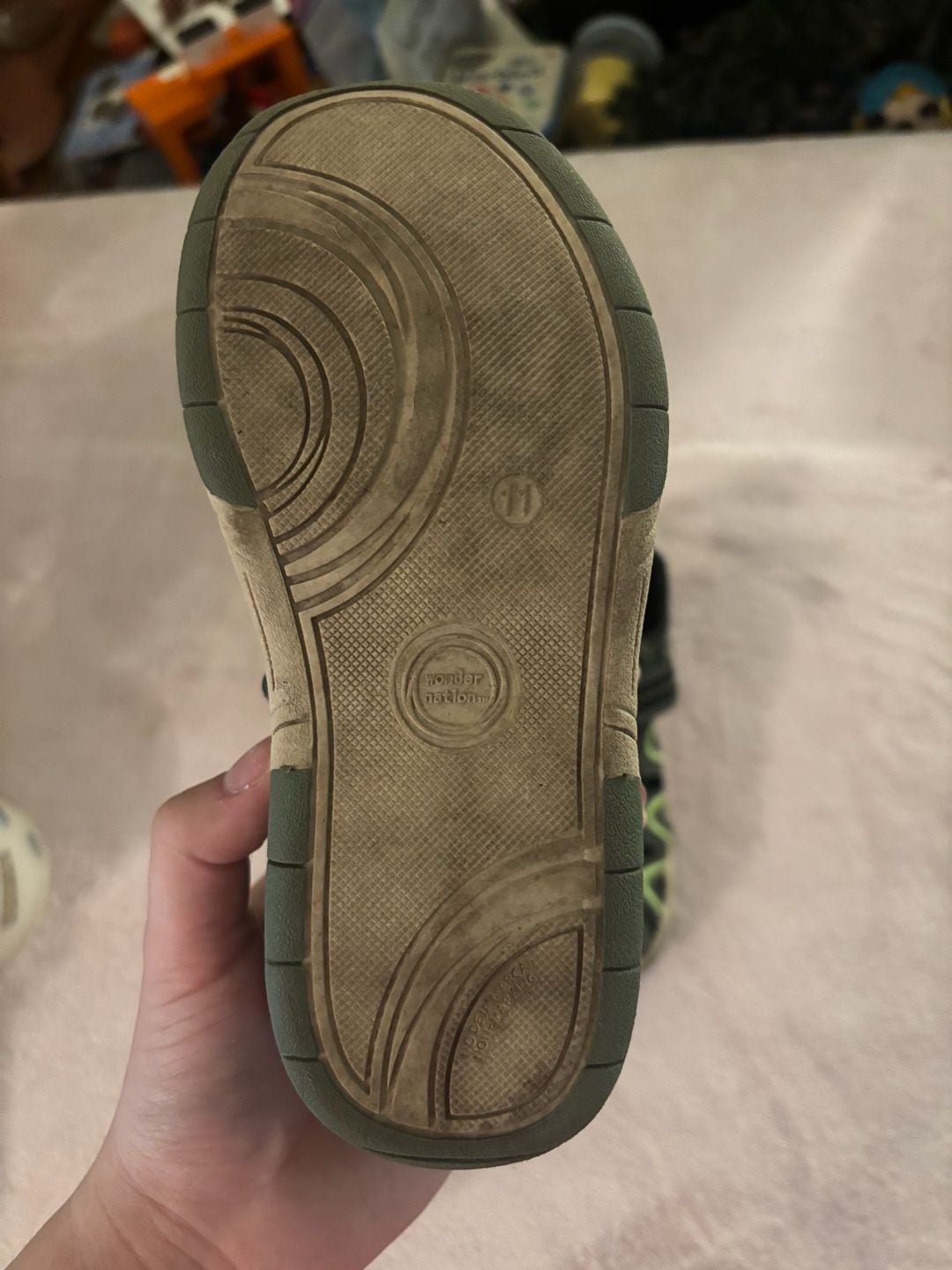Wonder Nation Sport Sandals Size 11 Green Black Outdoor Water Shoes 3