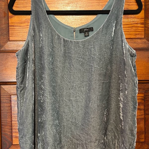 J. Crew Soft Blue Velvet Scoop Neck Sleeveless Tank Top Size 6