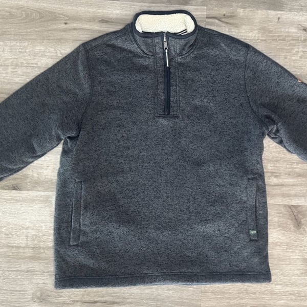Orvis 1/4 Zip Pullover Size L/G Gray Sherpa Lined Fleece Sweater