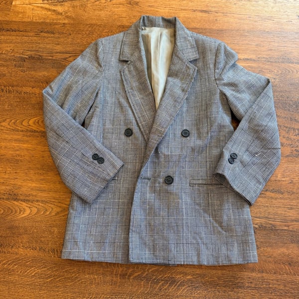 Elliot Stevens Double-Breasted Blazer Size 10 Plaid Check Vintage