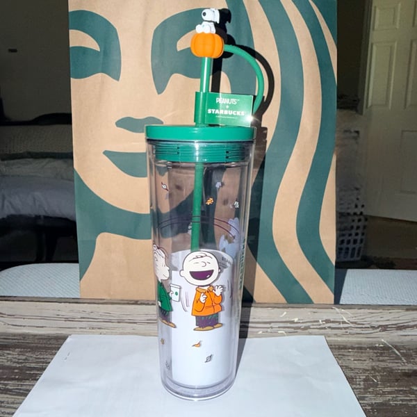 Peanuts + Starbucks 2026 Snoopy Pumpkin Tumbler Authentic 