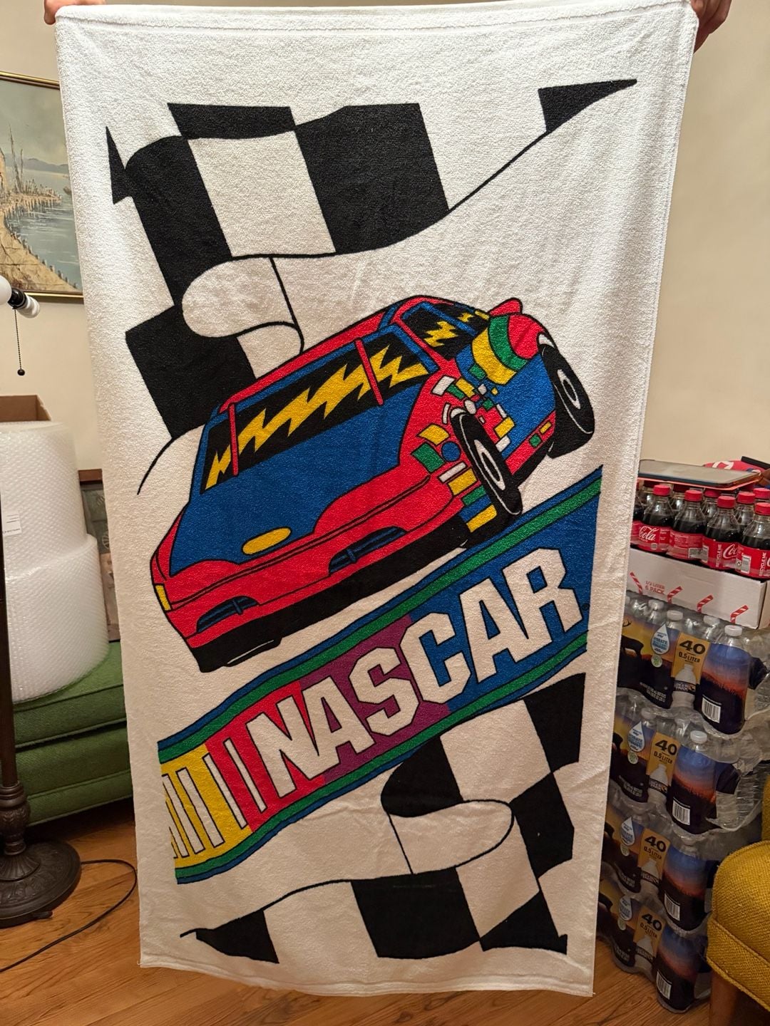 Jay Franco NASCAR Beach Towel Vintage 90s Race Car Checkered Flag 1