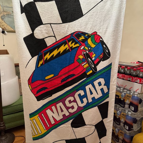 Jay Franco NASCAR Beach Towel Vintage 90s Race Car Checkered Flag