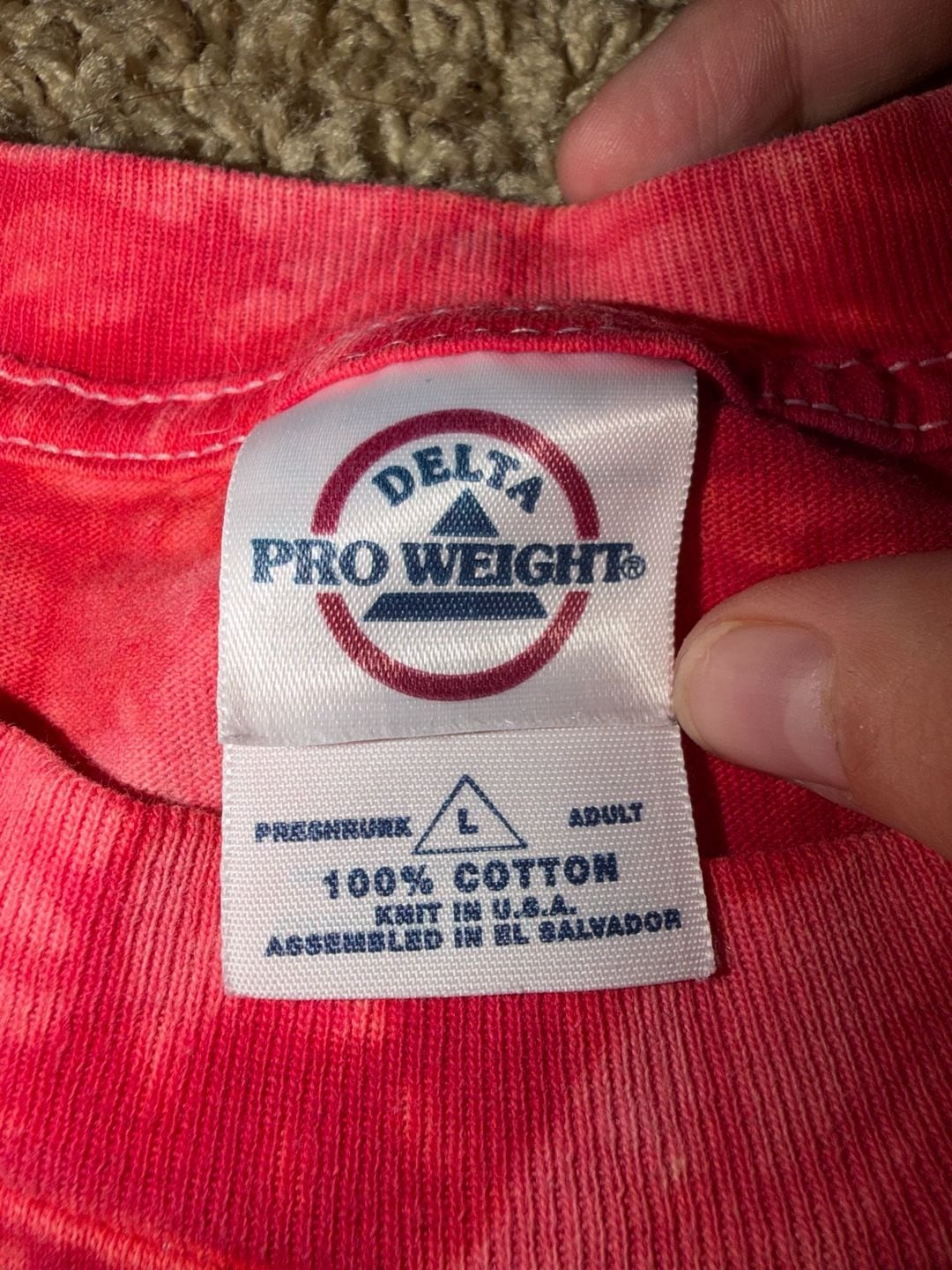 Delta Pro Weight Fleetwood Tiger Long Sleeve T-Shirt Size L Red Tie Dye 4