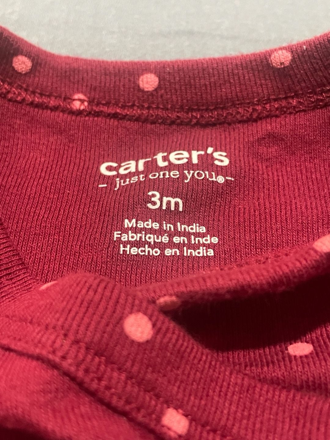 Carter's Just One You Bodysuit Size 3m Red Polka Dot 5