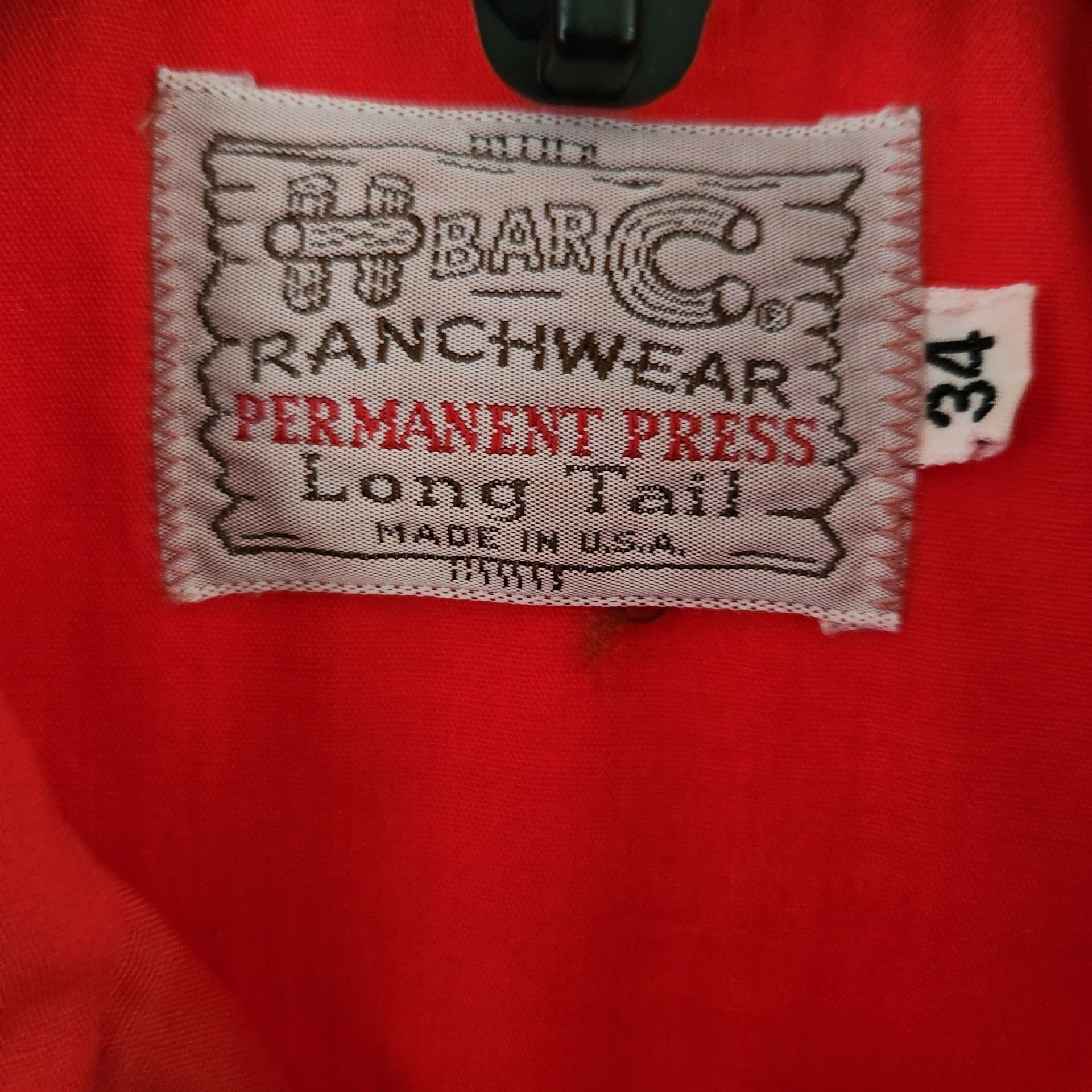 H Bar C Ranchwear Western Shirt Size 34 Red Long Sleeve Pearl Snap 3