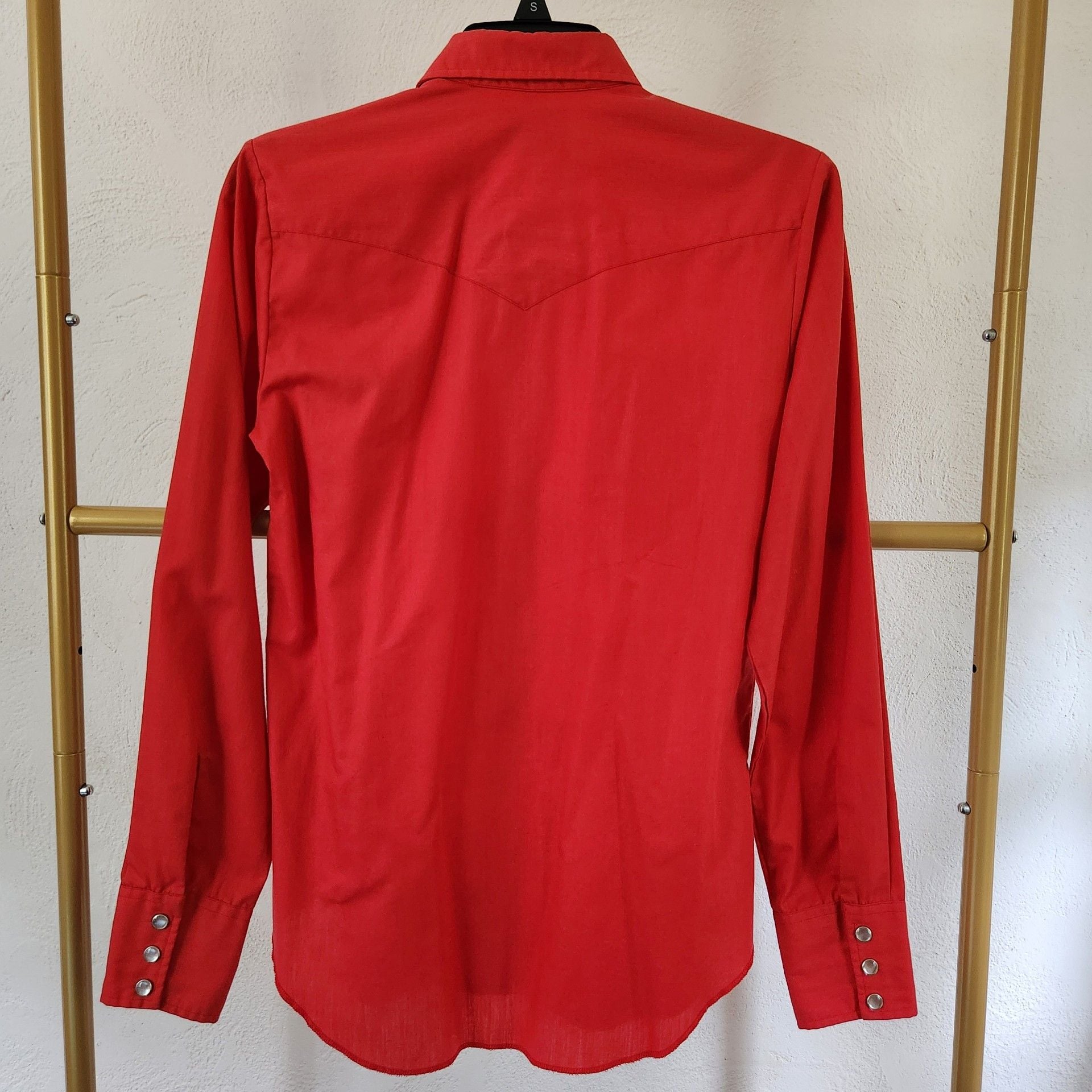H Bar C Ranchwear Western Shirt Size 34 Red Long Sleeve Pearl Snap 5
