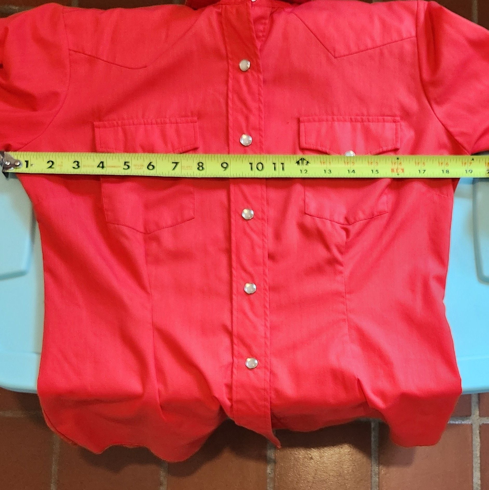 H Bar C Ranchwear Western Shirt Size 34 Red Long Sleeve Pearl Snap 6