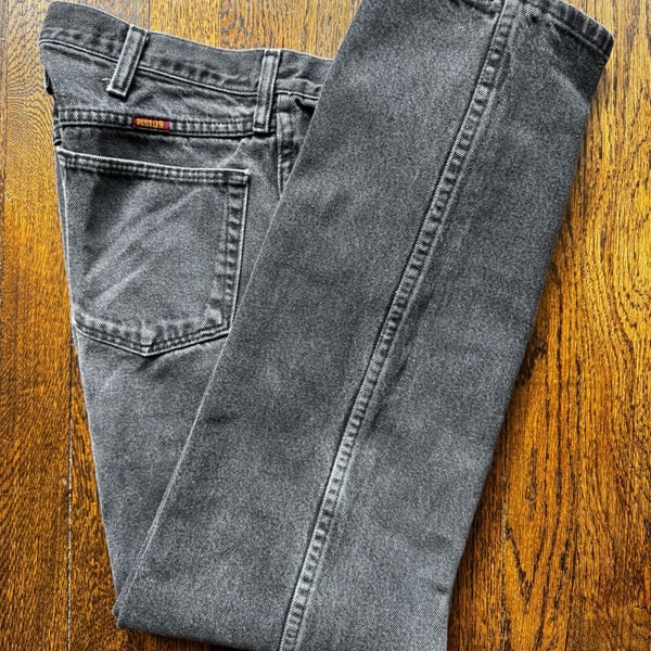 VTG ‘00s Y2K Rustler 32” x 29.5” STRAIGHT FIT BLACK DENIM JEANS PUNK ROCK GOTH