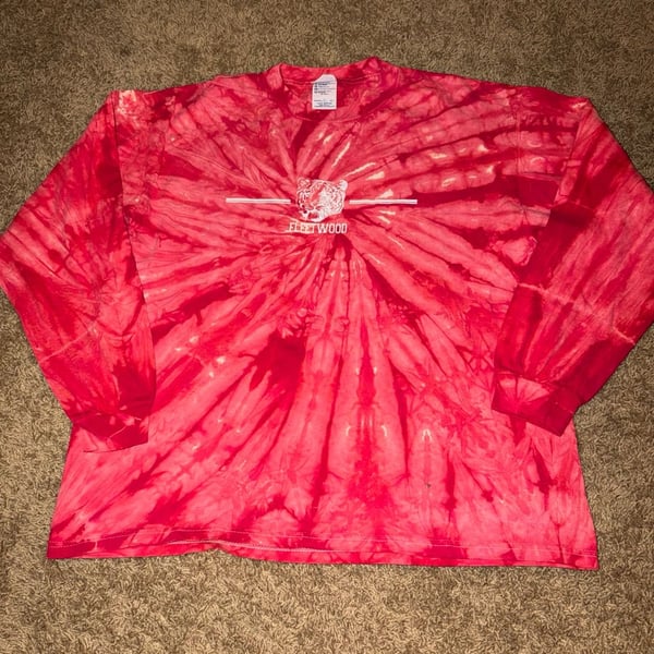 Delta Pro Weight Fleetwood Tiger Long Sleeve T-Shirt Size L Red Tie Dye