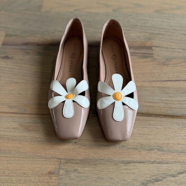 Katy Perry Evie Daisy Flats Patent Leather Pink White