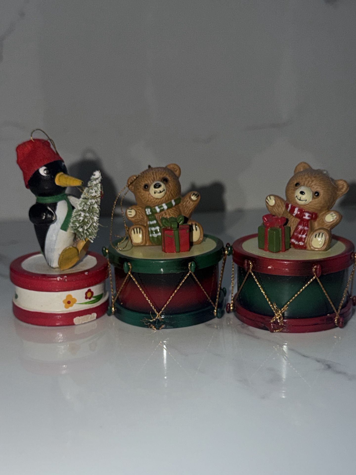 Wang's International Christmas Ornament Bear On Drum Lot 1