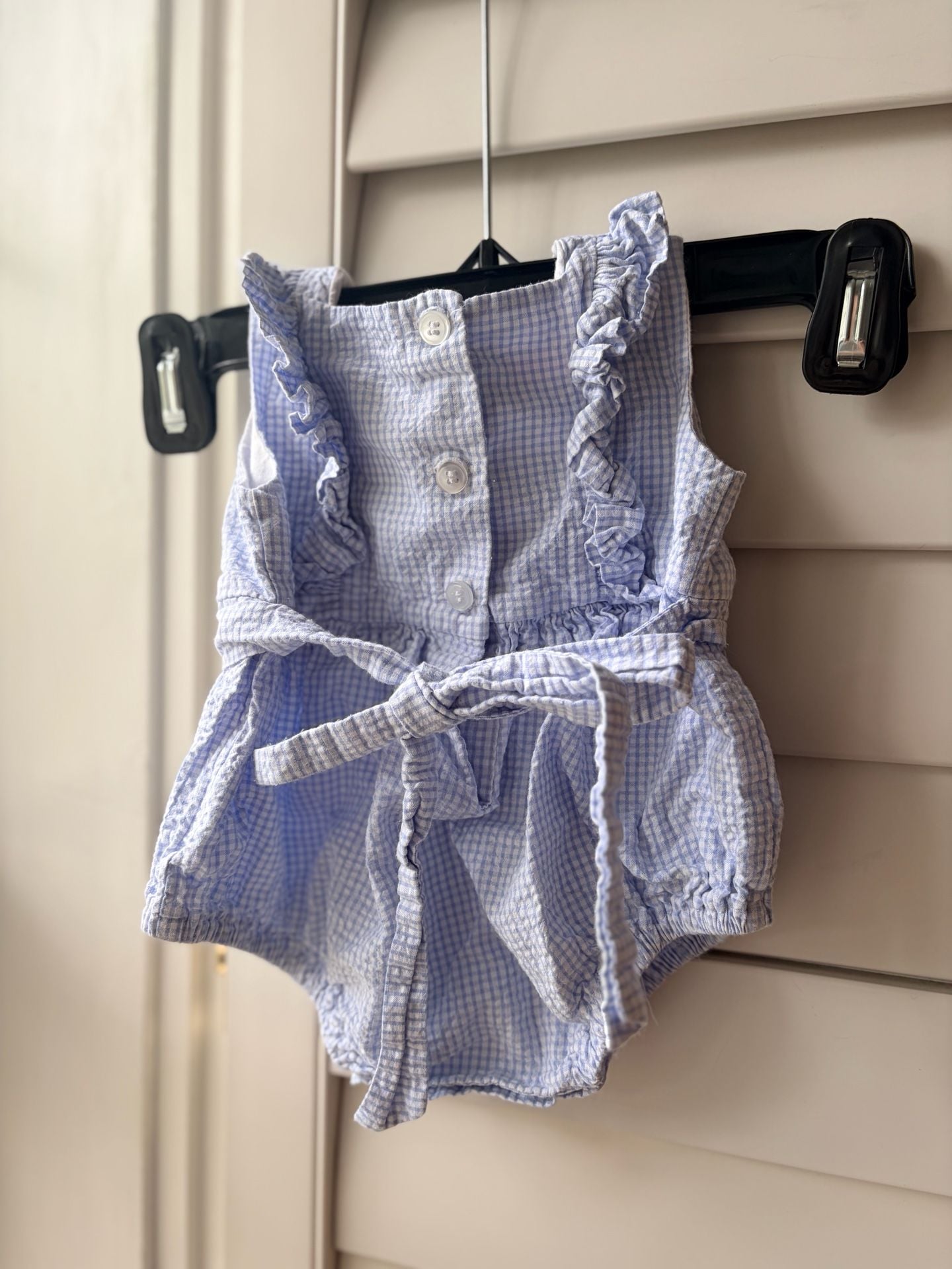 Peggy Green Smocked Edith Bubble Size 3-6M Blue Gingham 7
