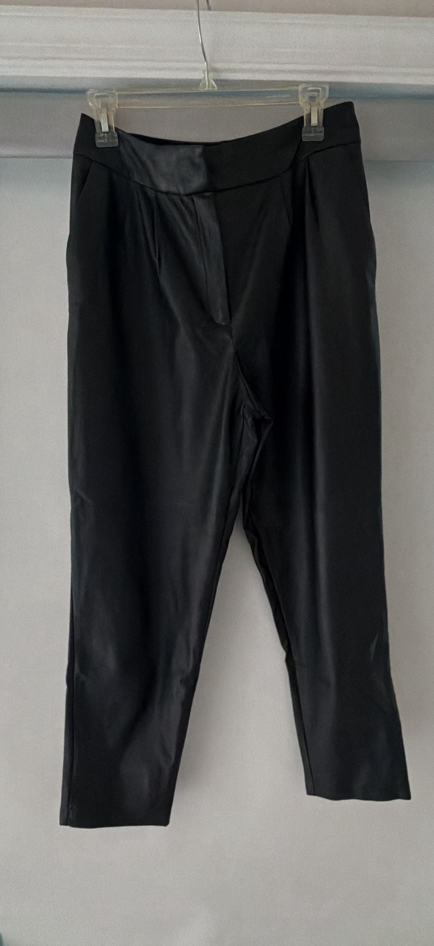 Express Faux Leather Pants Size 8 R Black High Waisted Pleated 4