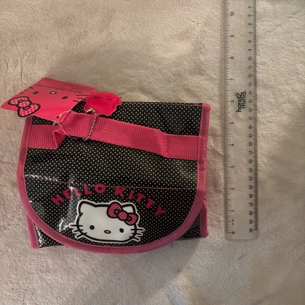 Hello Kitty Roll-Up Stationery Set Black Pink Polka Dot