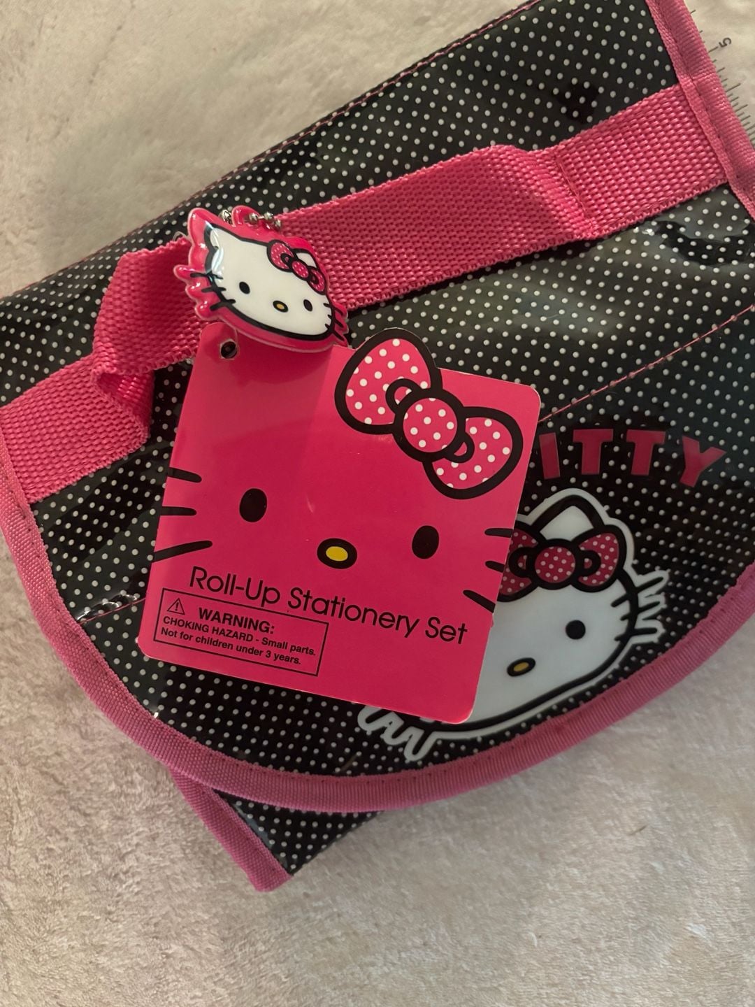 Hello Kitty Roll-Up Stationery Set Black Pink Polka Dot 2