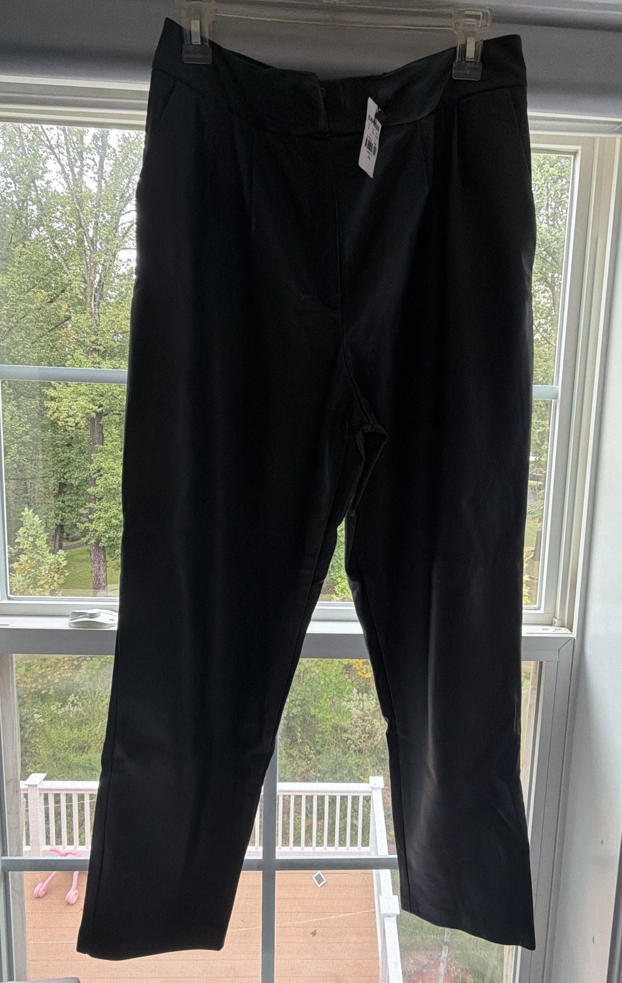 Express Faux Leather Pants Size 8 R Black High Waisted Pleated 6