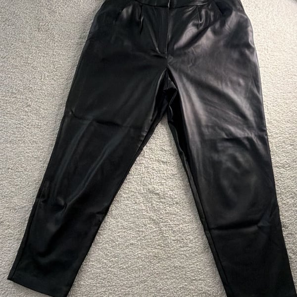 Express Faux Leather Pants Size 8 R Black High Waisted Pleated