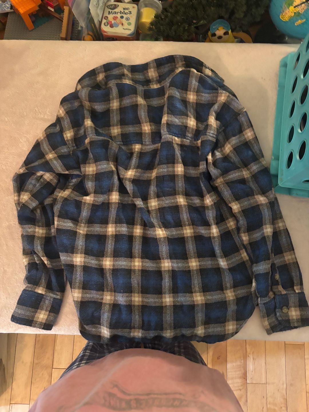 American Eagle Plaid Flannel Button Up Shirt Size XS Blue Brown 3