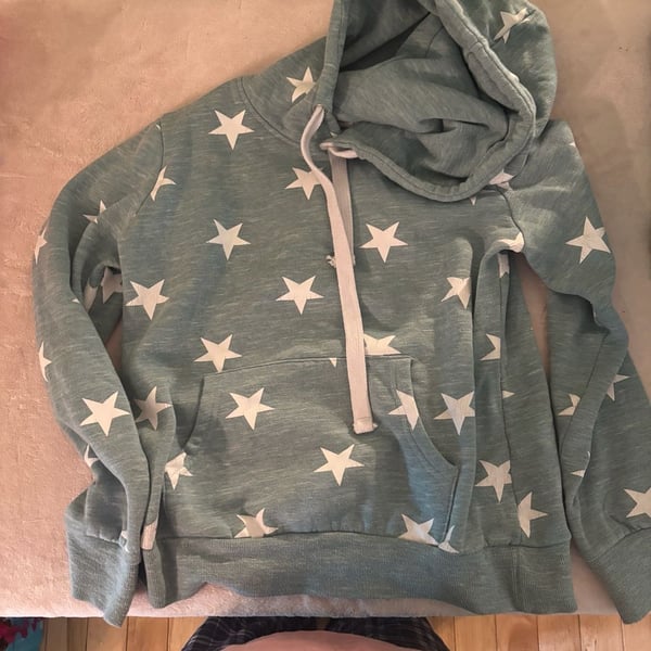 Reflex Star Print Pullover Hoodie Size L Blue White
