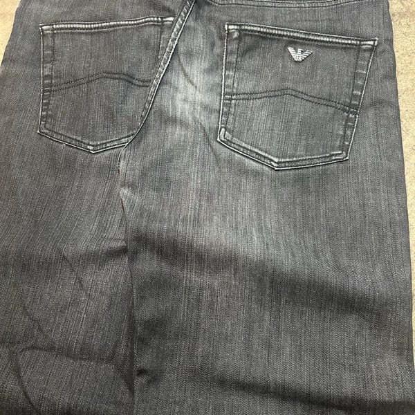 Armani Collezioni Jeans Size 36 Black Denim Metal Logo Pants