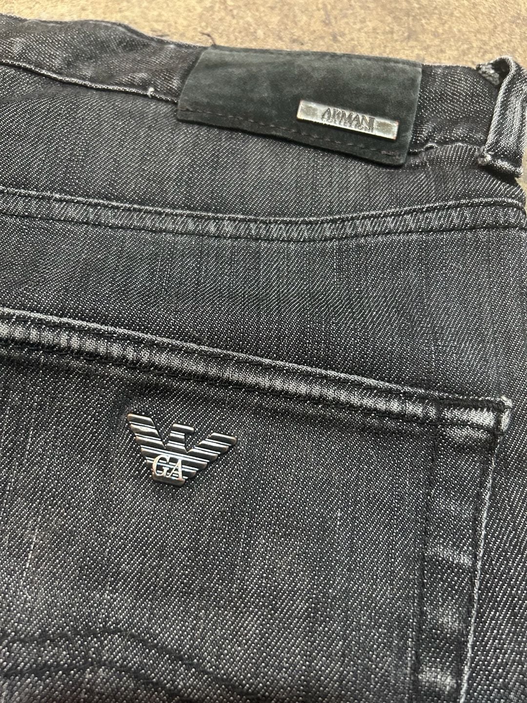 Armani Collezioni Jeans Size 36 Black Denim Metal Logo Pants 6
