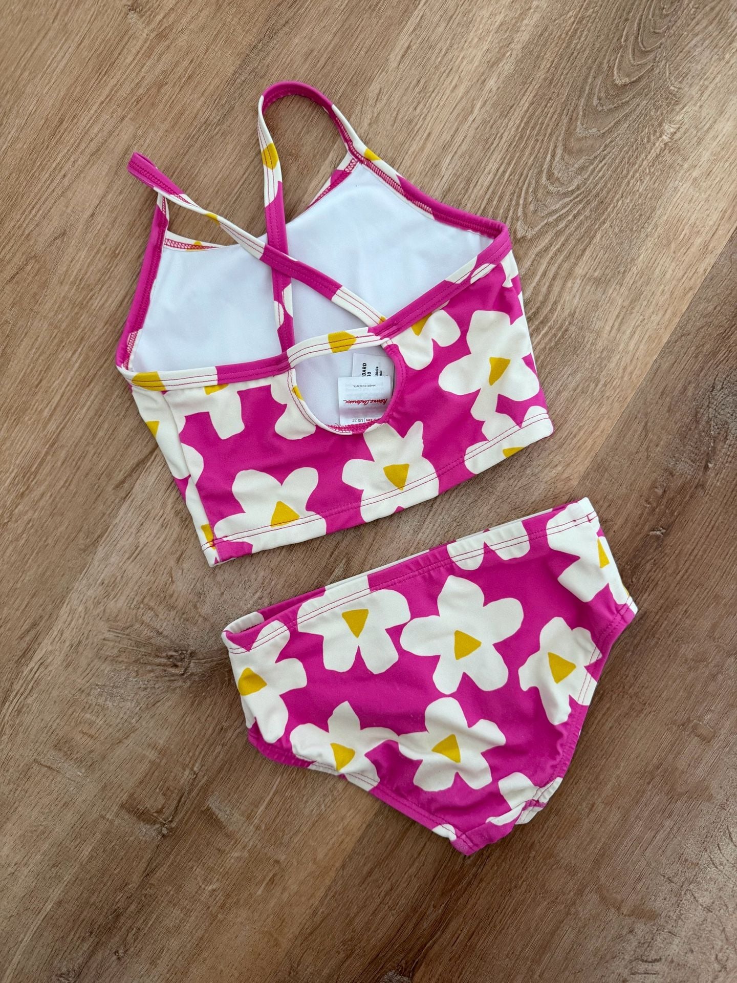 Hanna Andersson Tankini Swimsuit US 3T Pink Floral Daisies Two Piece 2