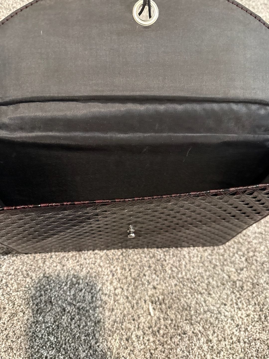 Unbranded Brown Textured Geometric Envelope Clutch Handbag 3