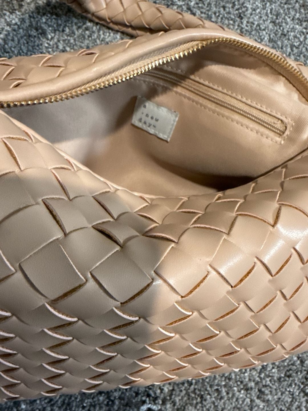A New Day Nude Woven Knotted Hobo Bag Shoulder Handbag Purse 3
