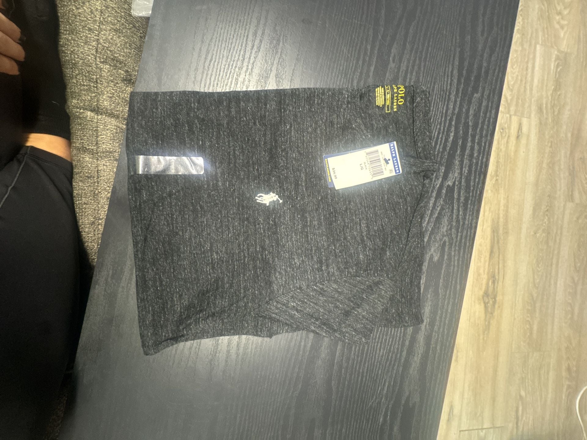 Polo Ralph Lauren Jersey Crewneck T-Shirt Size L Black Heather Marl 7