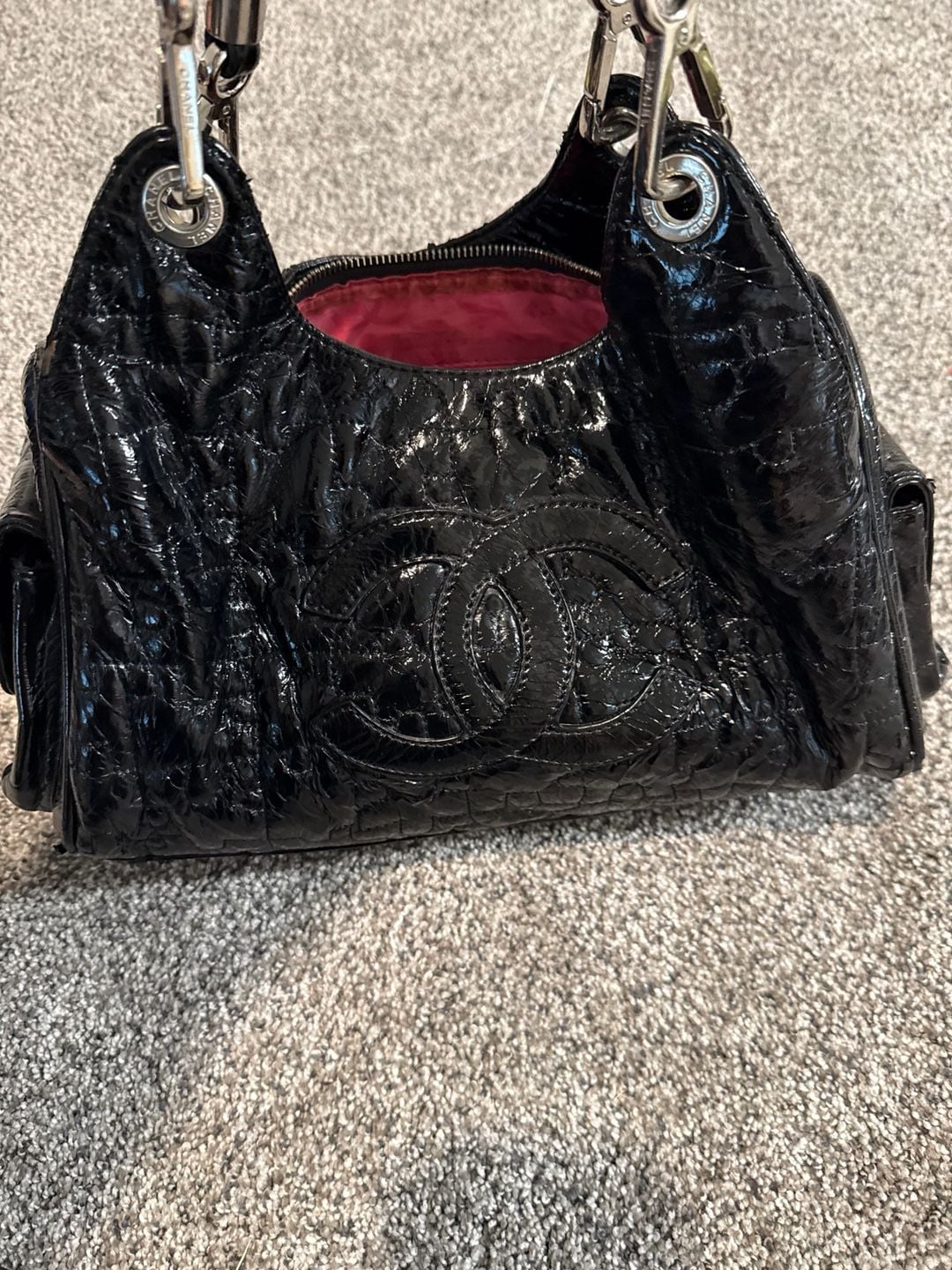 Black Patent Leather Rodeo Drive CeCe Hobo Bag 2