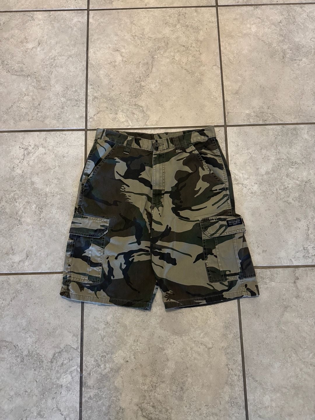 Wrangler Camo Cargo Shorts Green Camouflage 2