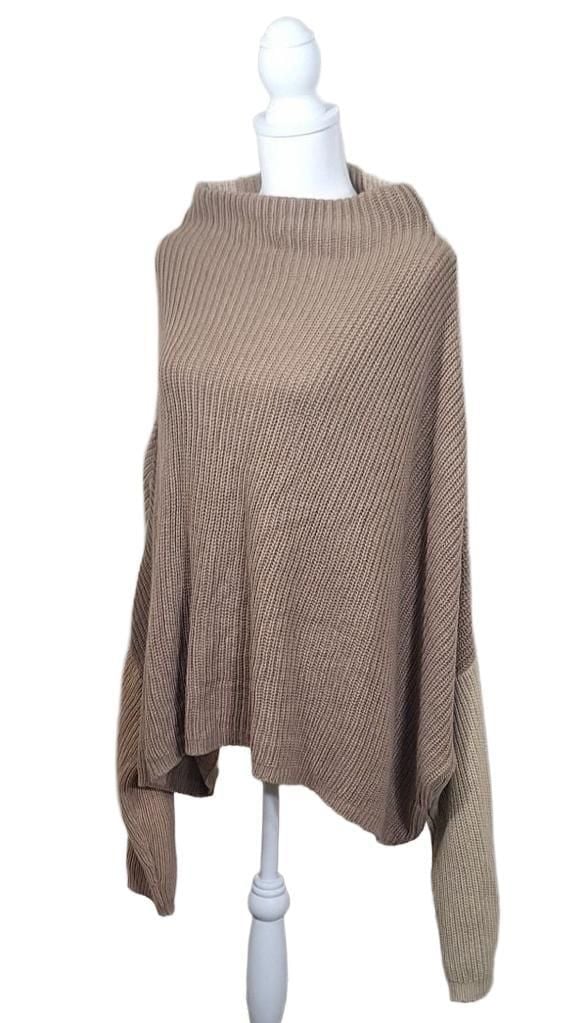 PrettyLittleThing Oversized Sweater Sz XL, Stone, Tan, Boohoo Boyfriend Jumper 7