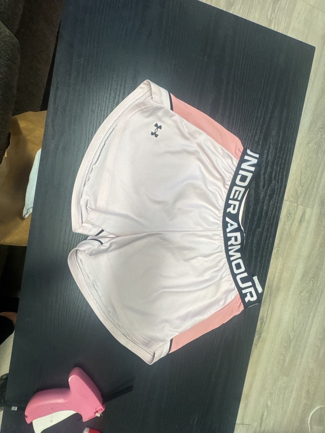Under Armour Play Up Shorts Pink White Athletic Gym Shorts 2
