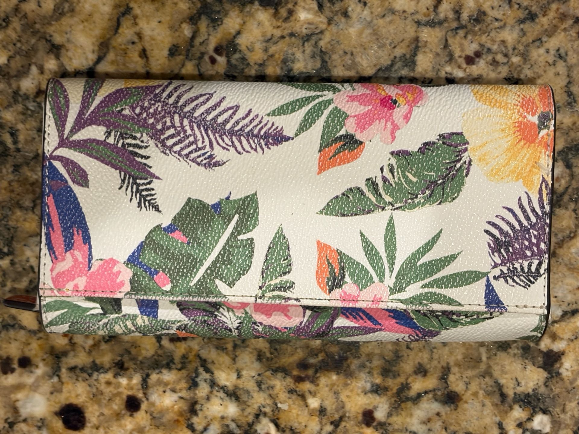 VTG Wallet Trifold Tropical Long Floral Print Liz Claiborne Resort Vacation 6