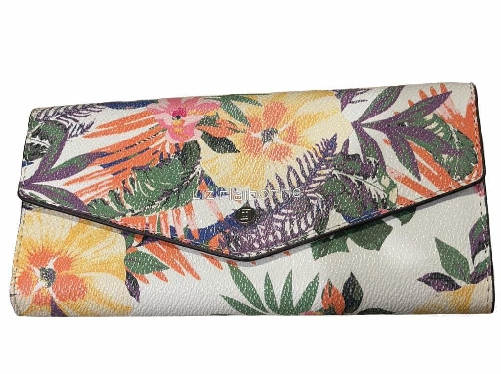 VTG Wallet Trifold Tropical Long Floral Print Liz Claiborne Resort Vacation 3